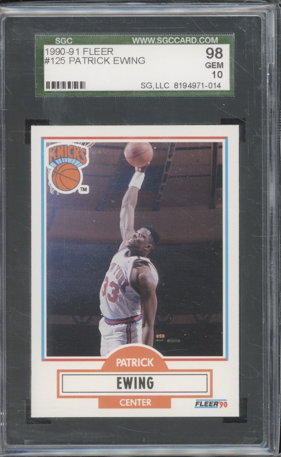 1990 Fleer Basketball #125 Patrick Ewing 98 Gem Mint SGC 10
