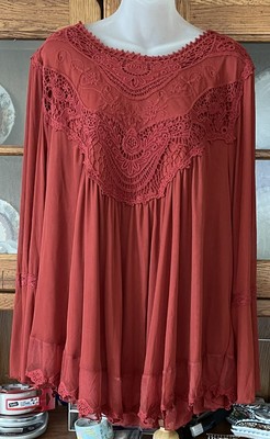 NWT Ultra Pink New York Boho Style Lacy Blouse Size 2X