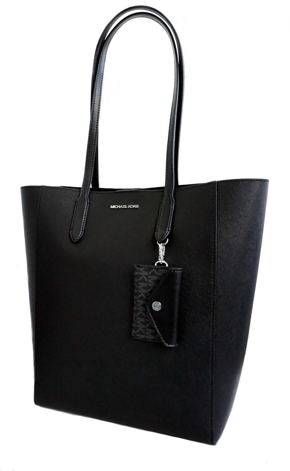 Сумка Michael Kors Bag Shopper Vincent LG Shldr Tote Bag + Футляр для карточек Черная кожаная новинка