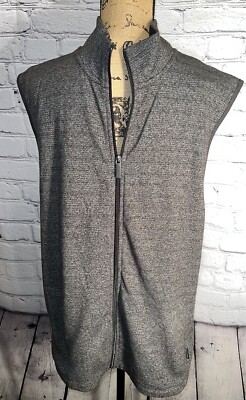 Perry Ellis Mens Zip Front 2 Pocket Charcoal Vest Large 63 Cotton 37 Polyester