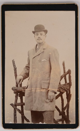 Antique CDV African American Black Man Bowler Hat Overcoat Portrait