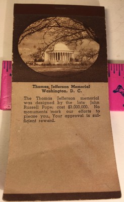 VINTAGE THOMAS JEFFERSON MEMORIAL WASHINGTON D.C. 1948 SOUVENIR NOTEPAD CALENDAR