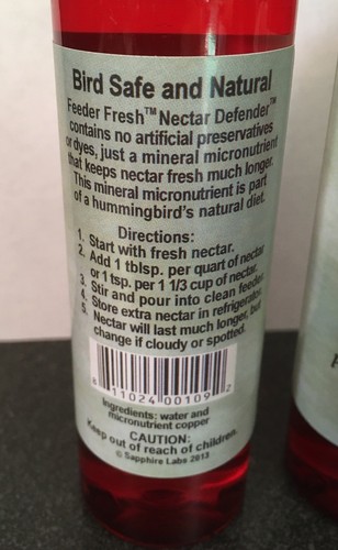 2 - 4 Oz Bottles Hummingbird Feeder Fresh Sapphire Labs