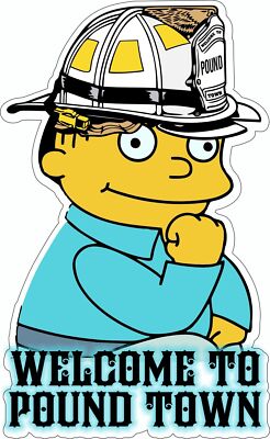 Firefighter Helmet sticker decal WELCOME to POUND TOWN exterior window decal