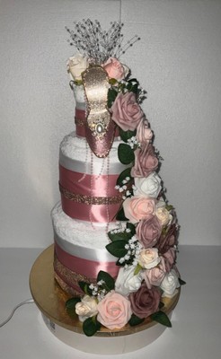 Towel cake,Wedding Towel Cake, handmade. Ready to ship. Brand New. White towels.