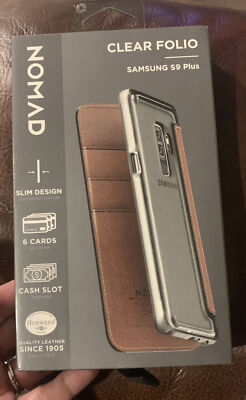 Nomad Leather Folio Phone Credit Card Case BROWN Samsung Galaxy S9 Rugged NEW