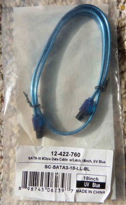 A Set of Five SATA 3 Cables 18 Inch UV blue 6 Gb/s