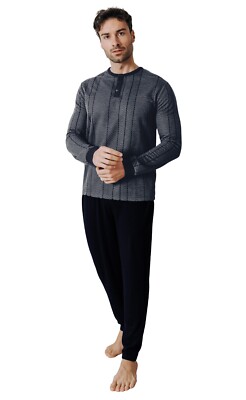 ALV by Alviero Martini Pigiama Da Uomo Lungo In Tessuto Jacquard Punto Milano