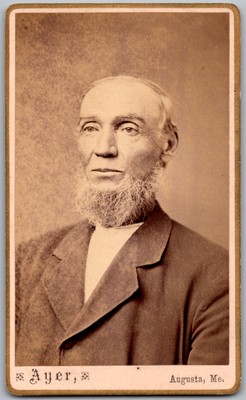 Antique CDV Circa 1880s Ayer Old Bearded Man Suit Augusta Maine