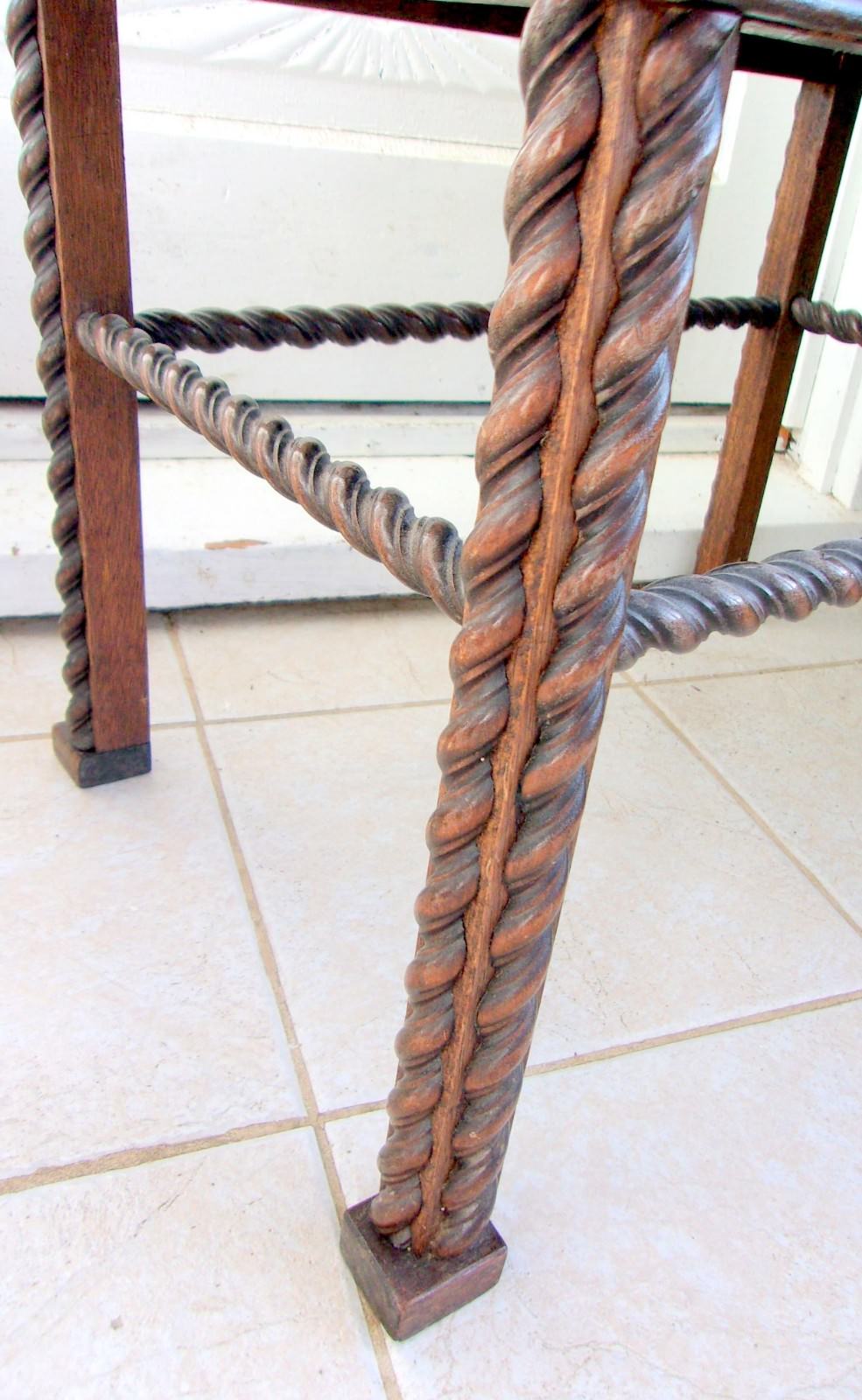 Vintage  Rectangular Twisted  Turned Wood Small Coffee  Side Table