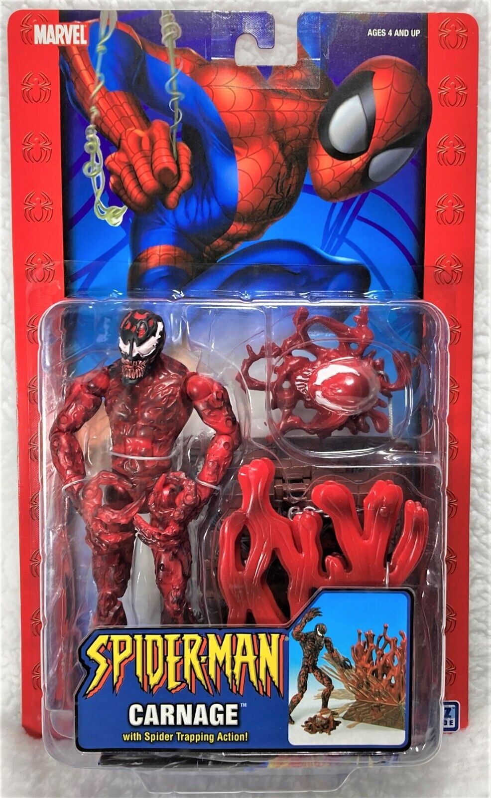 Spiderman CARNAGE Figure w/ Spider Trapping Action NEW Spiderman CARNAGE Figure w/ Spider Trapping Action NEW