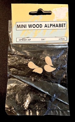 MINI WOODEN ALPHABET PUNCTUATION COMMA VTG  3/4'' UNFINISHED WOOD 7/16'' THICK-NEW