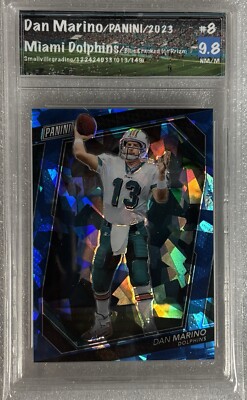 2023 Panini National VIP - Dan Marino - Blue Cracked Ice Prizm 8/ SVG 9.8  