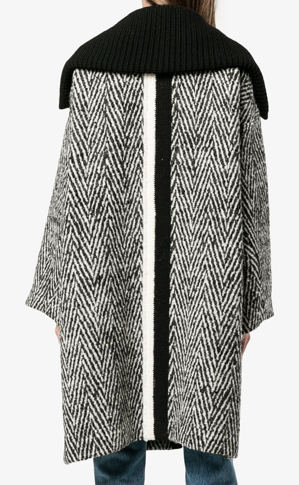 Pre-owned Chloé Cult Stripe Oversized Cocoon Coat Waist Long Jacket Parka 36 In Black