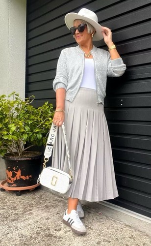 ZARA SS24 NWT GRAY HIGH WAIST MIDI BOX PLEATED SKIRT SIZE S
