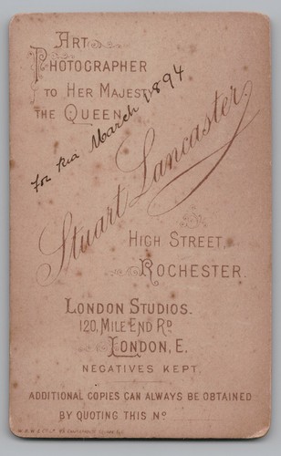 Antique CDV 1894 Stuart Lancaster Young Woman Lace Collar Rochester UK — additional view