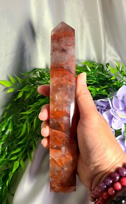 XXX Large 8.5''  493g A++ Red Fire Healer Quartz Tower Hematoid Generator Crystal