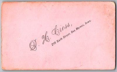 ANTIQUE CDV CIRCA 1870S D.H. CROSS YOUNG LADY IN DRESS DES MOINES IOWA — additional view