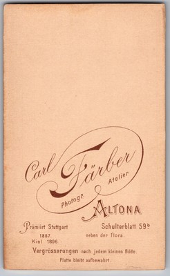 CDV Circa 1890s Carl Färber Gorgeous Lady In Dress Altona — additional view