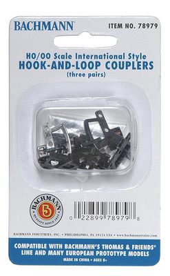 Bachmann Couplers Hook & Loop, suits Thomas & Friends R/Stock, 3pr. HO, #BAC7897