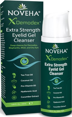 NOVEHA Demodex Extra Strength Eyelid Gel Cleanser - for Demodex MGD and Dry E...