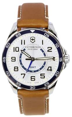 Pre-owned Victorinox Fieldforce Classic Gmt Silver Dial Quartz 241931 100m Men's Watch