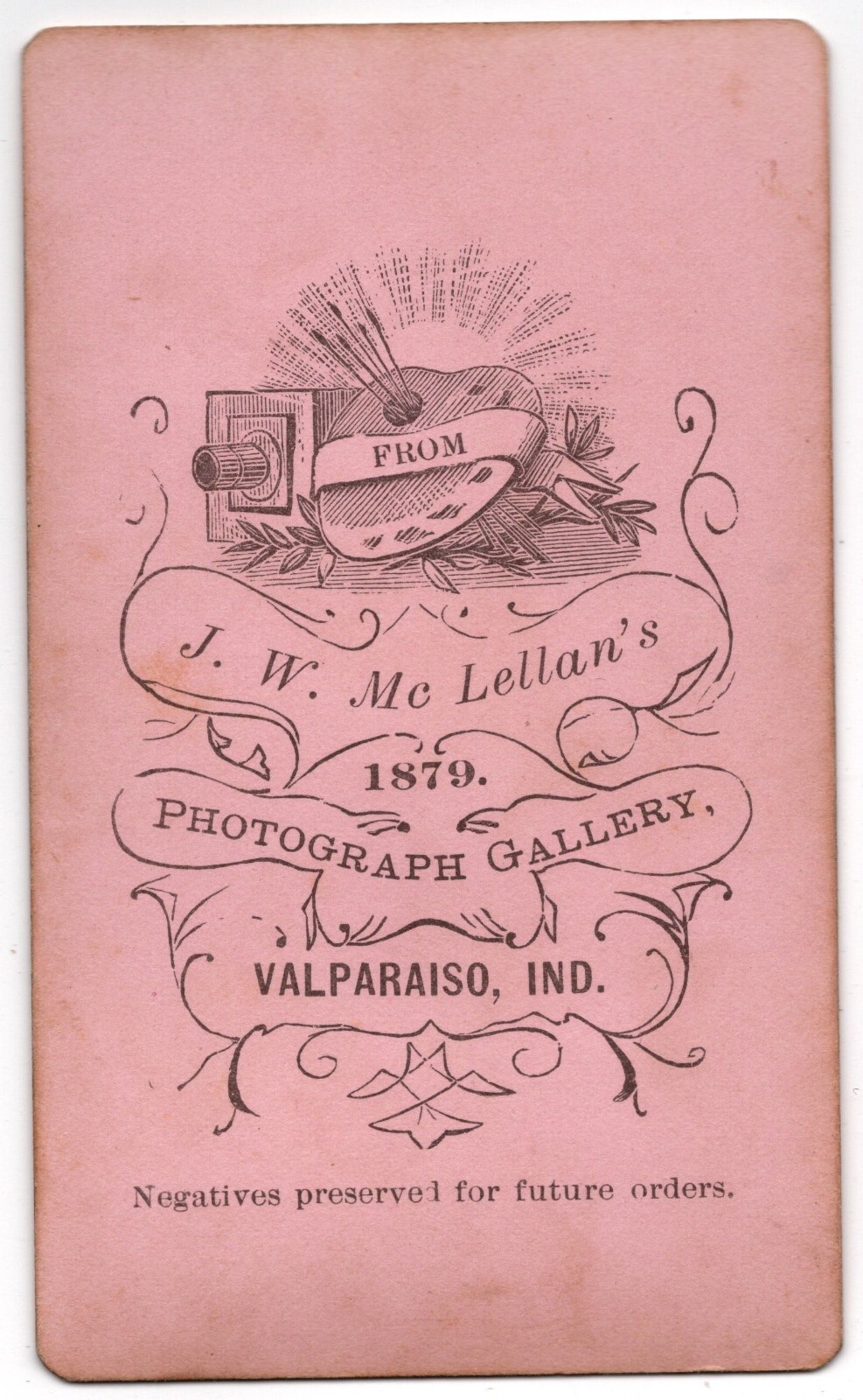 ANTIQUE CDV 1879 J.W. McLELLAN HANDSOME BEARDED MAN GLASSES VALPARAISO INDIANA — additional view