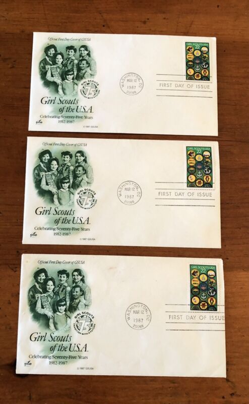 1987 GIRL SCOUTS OF THE USA STAMP& Envelopes FIRST DAY OF ISSUE 75 YEARS-Lot