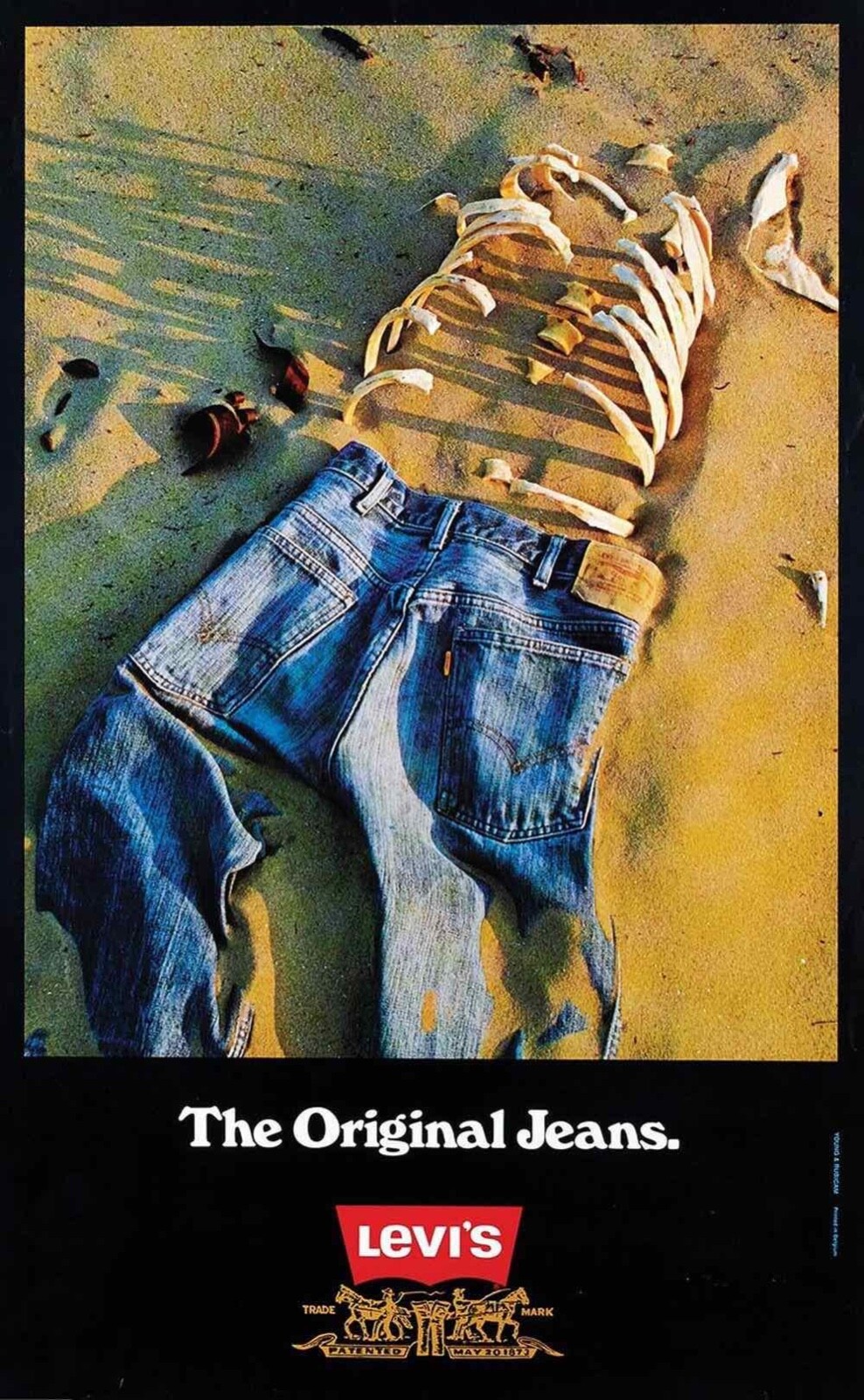 LEVI'S JEANS THE ORIGINAL SKELETON 1975 advertising poster