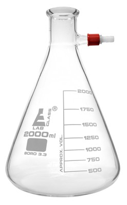 Eisco Labs 2000ml Filtering Flask, Conical, Integral Screw Thread Side Arm