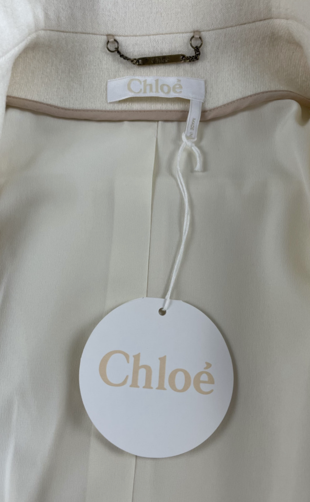 Pre-owned Chloé Women's Iconic Washed Wool Crop Jacket Blazer Short Jacket 36 In Beige