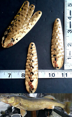 GOLD Plated 6 Part Hex 3 7/8'' Flutter Spoon Blanks .025 Thick Walleye Candy