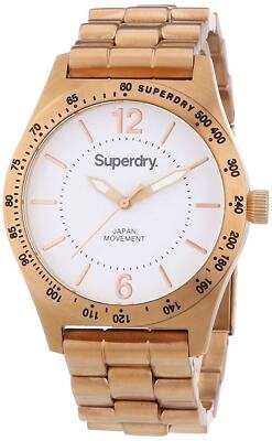 Superdry SYL124RGM Womens Watch White Dial Steel Bracelet-Pink