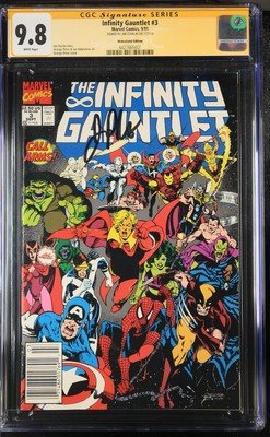 Infinity Gauntlet #3 1991 Newsstand CGC 9.8 SS Signed Jim Starlin