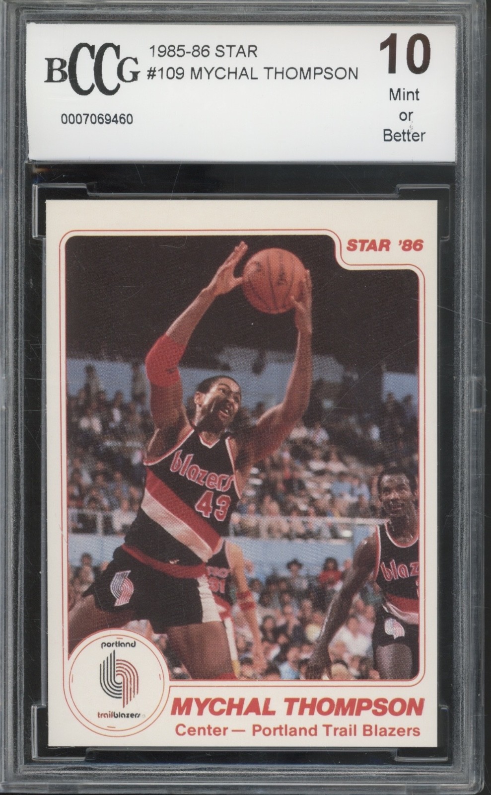1985 Star Basketball #109 Mychal Thompson Mint Or Better BCCG 10