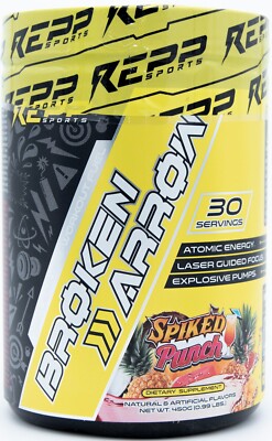 Repp Broken Arrow Hardcore Pre Workout Energy Drink Mix, Spiked Punch, 30 Srv.