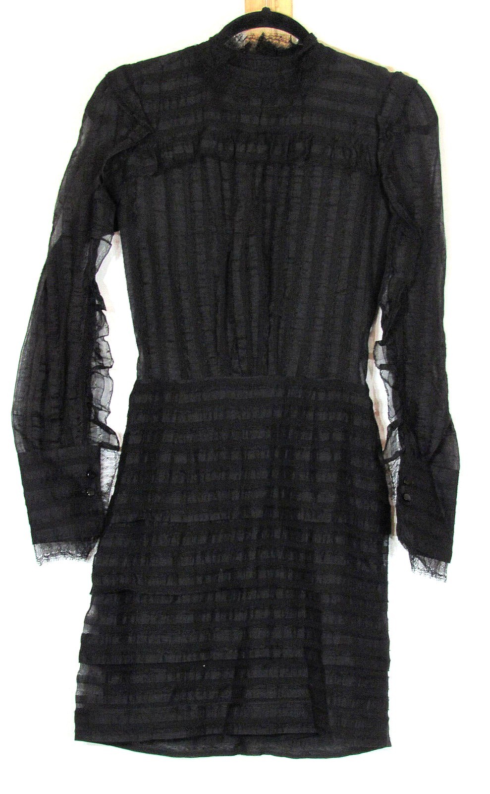 Isabel Marant mini dress, Ramses ruffle-trimmed silk and linen-blend black Sz 34