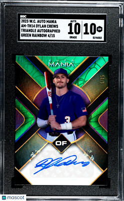 2023 Wild Card Auto Mania Dylan Crews Autograph Green Rainbow SGC 10 4/15