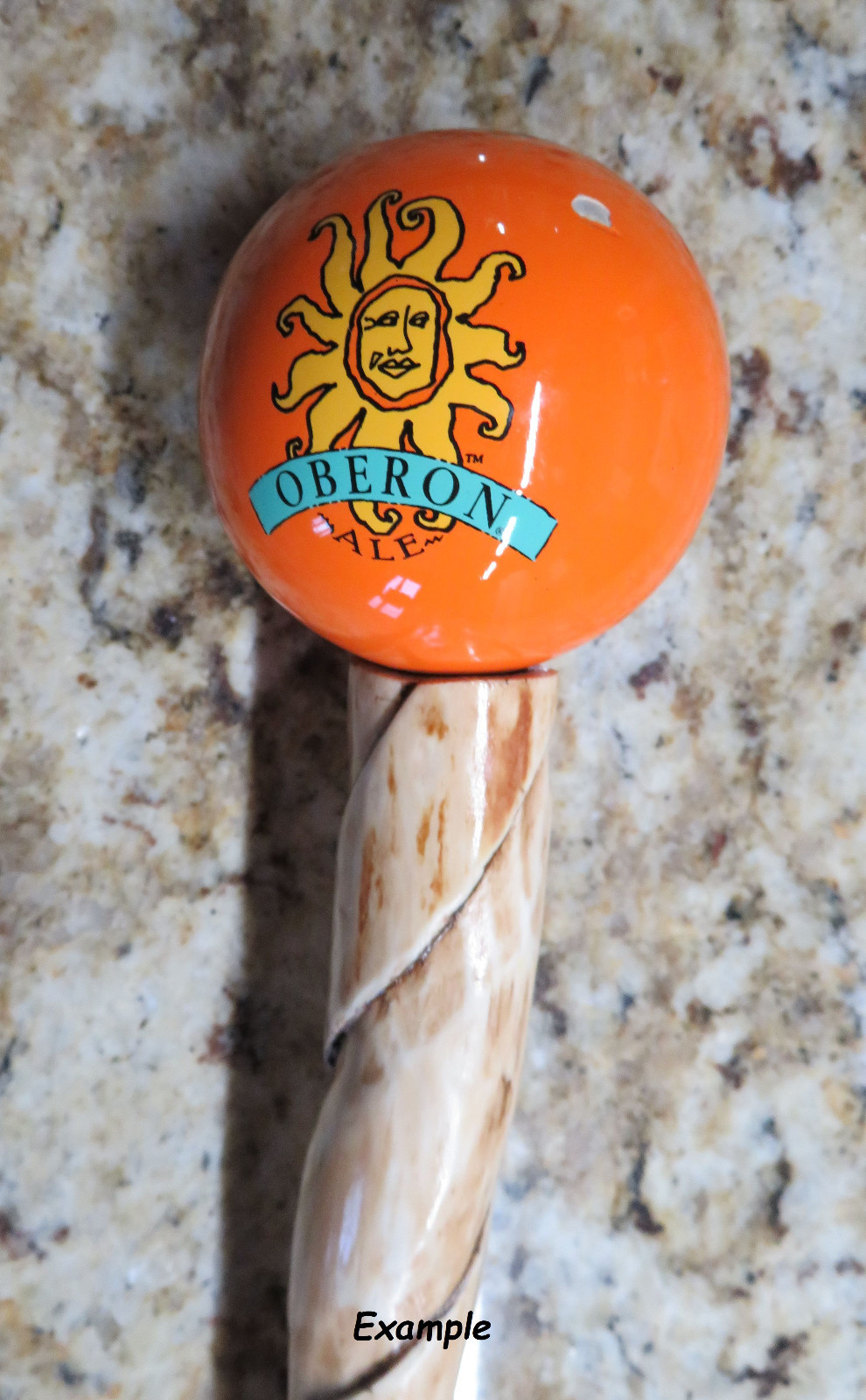 Hand Carved Cane/Walking Stick with (2) Bell's Beer Ball Tap Toppers!