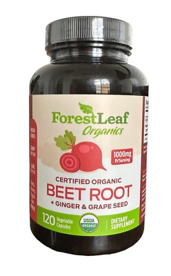 Beet Root Capsules 1000mg, 20:1 Extract w/Ginger, Grape Seed Supports Blood Flow