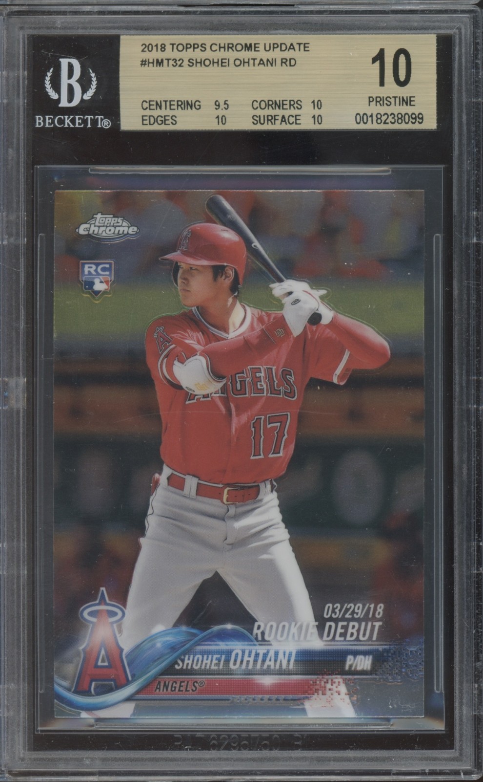 2018 Topps Chrome Update Rookie Debut #HMT32 Shohei Ohtani RC Pristine BGS 10
