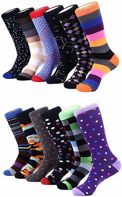 's Dress Socks Colorful Funky Fashion Patterned Socks 12 Pac
