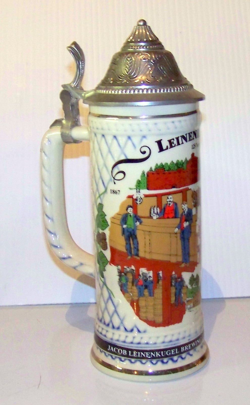 Leinenkugel BEER STEIN Mug 125 yr Annv. Brewery Bar WI Wisconsin brewing Leine’s