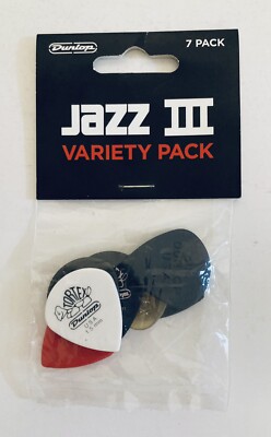Dunlop  PVP108 Jazz III Pick Variety Pack 7 Picks Nylon Stiffo Ultex Tortex