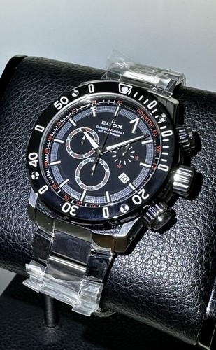Pre-owned Edox Brand  Chronoffshore-1 Chronograph Swiss Quartz Black Dial 500m 45mm