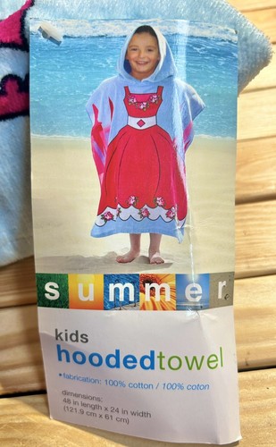 NWT- Kids Hooded Beach Pool Princess Hooded Poncho Towel