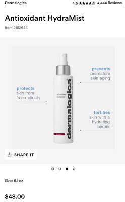   Dermalogica  AntiOxidant Hydramist NIB 5.1 Fl Oz Firming + Hydrating Toner