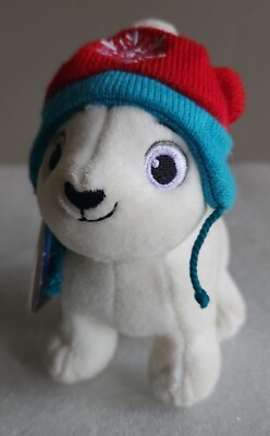 Hallmark Christmas Tree Ornament Plush White Dog with Winter Hat