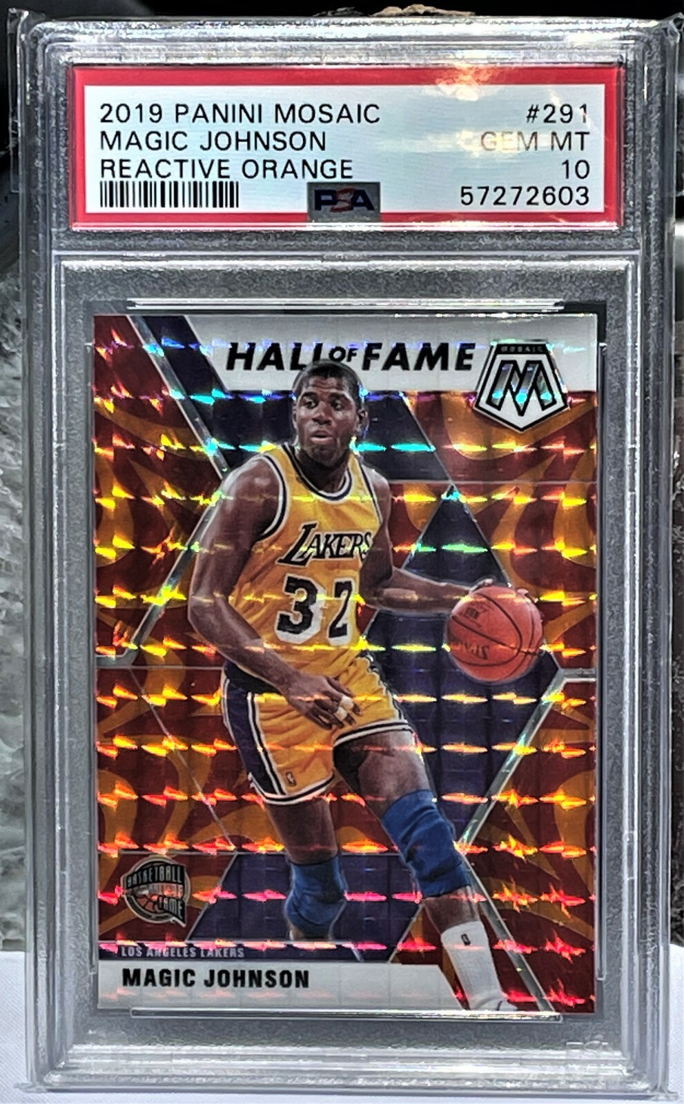 2019 Panini Mosaic Magic Johnson PSA 10 #291 Reactive Orange