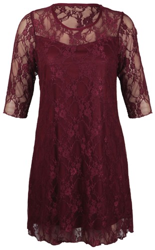 open lace back dress Fenella Red Asymmetrical Draped Cape & Dress Matching Set, L / Red main image 0